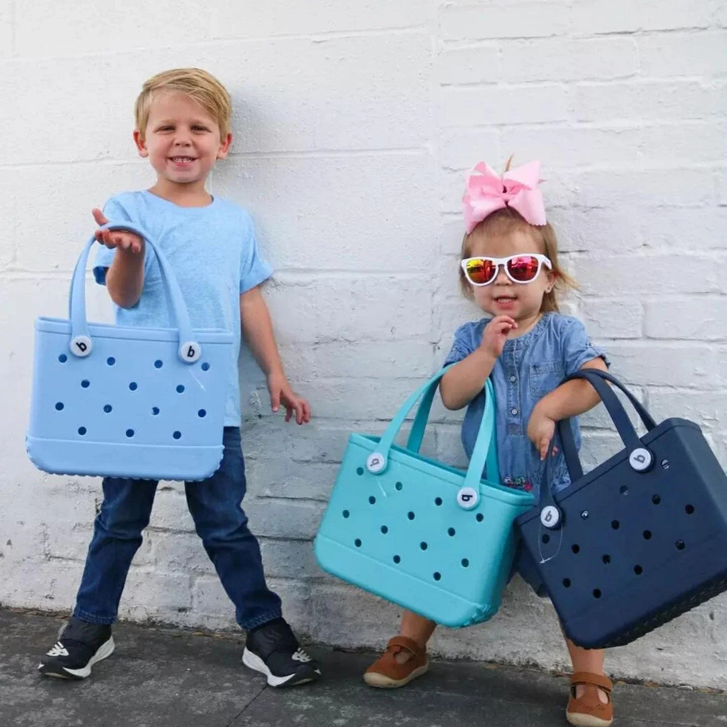 Children Beach Bogg Bags EVA Waterproof Cute Summer Storage Baskets Fashion Kid Outdoor Picnic Small Solid Color Eva Jelly Bag 240624