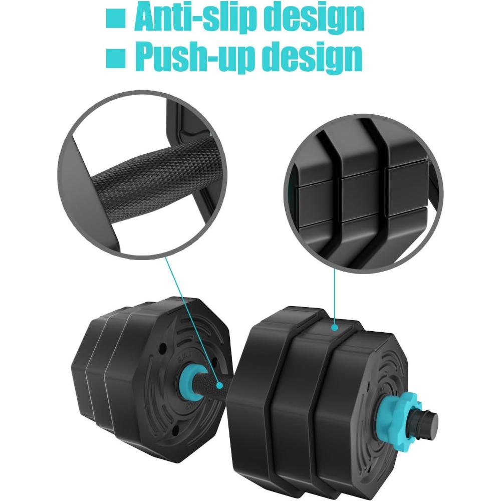 Adjustable Dumbbells Weights Set 20/22/44Lb 3 in 1 Free Weights Barbells