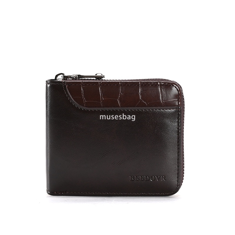 Fashionable men's designer temperament retro wallet horizontal anti-theft brush casual practical multi card slot US dollar short wallet RFID cros