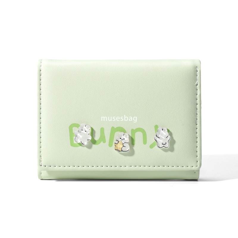 Fashionable Women's Designer Retro Practical YADAS Cute and Lightweight Multi functional Card Bag Acrylic Decoration PU Short 30% Zero Fold Walle