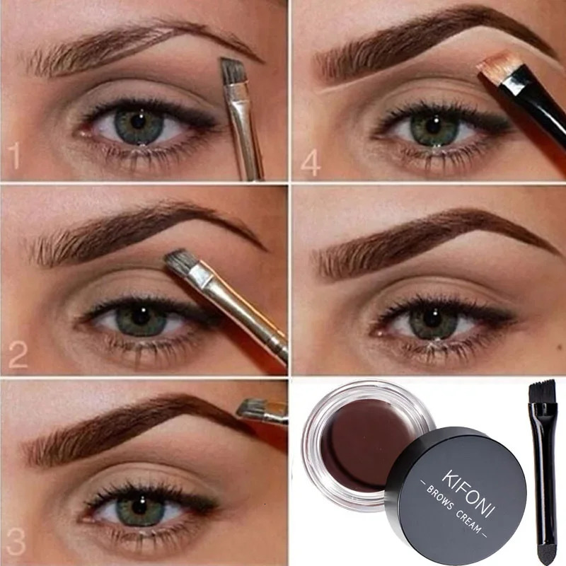 4g Eye Brow Makeup Tool Waterproof Long Lasting Dyed Quick Drying EyeBrow Cream 5 Color Black Brown Eyebrow with Brow Brush 240625