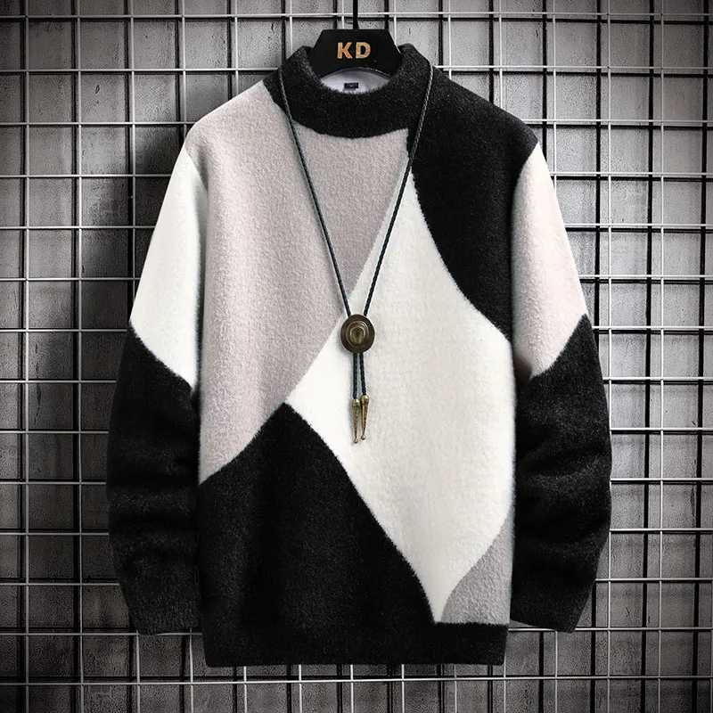 Men's Sweaters Autumn Winter O Neck Kint Pullovers Men Argyle Casaul Sweater Loose Knitted Fashion Strtwear Warm Pullover Sweaters Man Y240622GM7