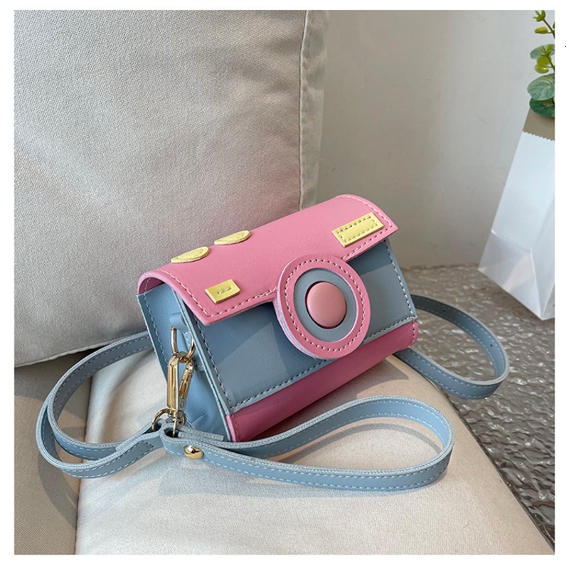Camera Unique Design PU Shoulder and Crossbody Personality Color Matching Compact Hand Bags for Women 2024 Fashion New H6.25#26