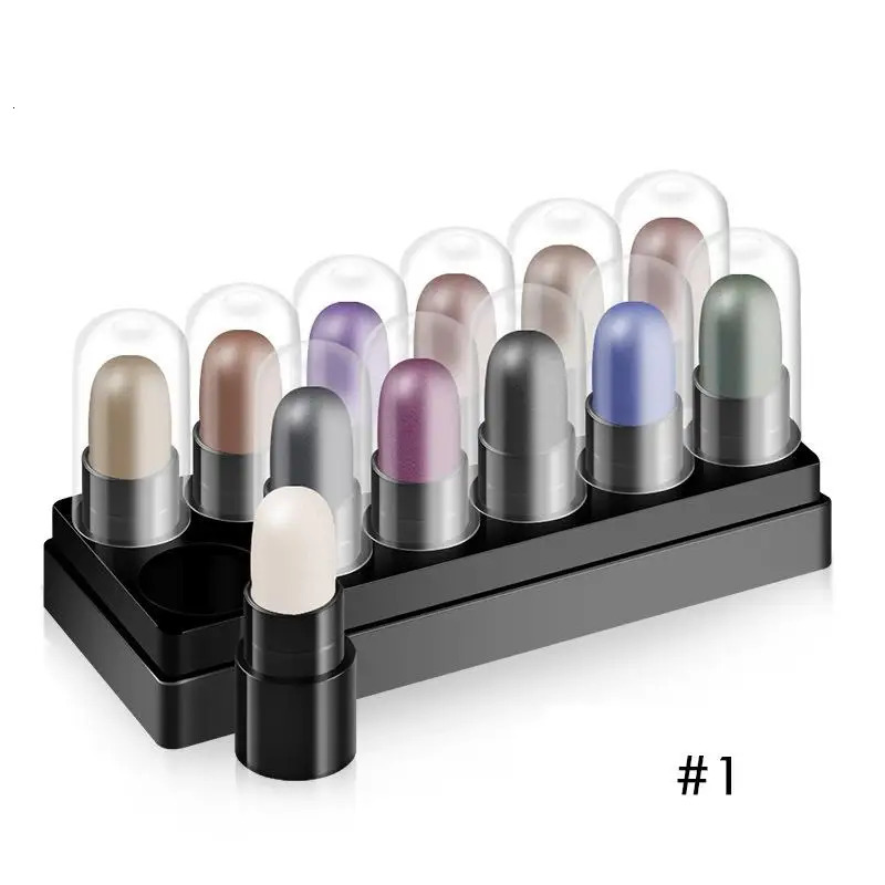 Eyeshadow Pencil Set 12 Colors Waterproof Long Lasting Glitter Shimmer Eye Shadow Pen Highlighter Stick Eyes Makeup Tools 240624