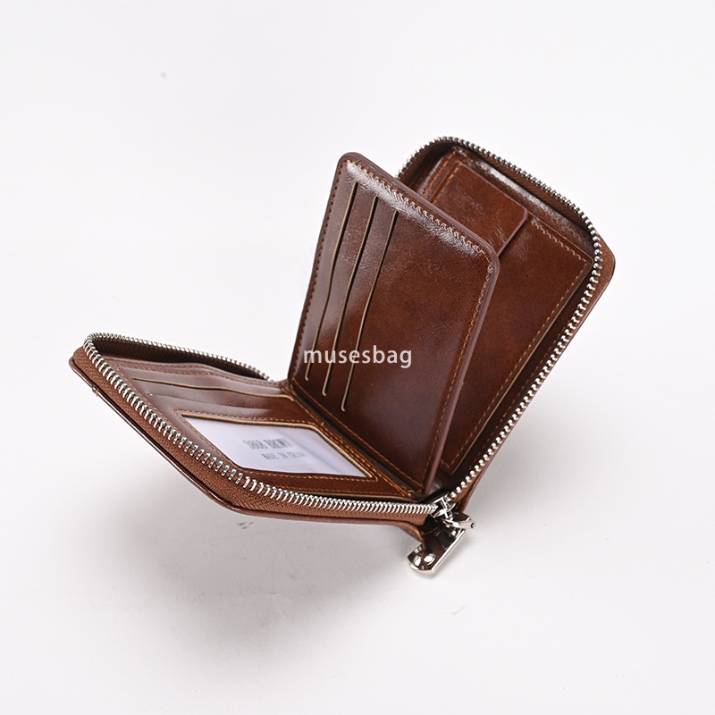 Fashionable men's designer temperament retro wallet horizontal anti-theft brush casual practical multi card slot US dollar short wallet RFID cros
