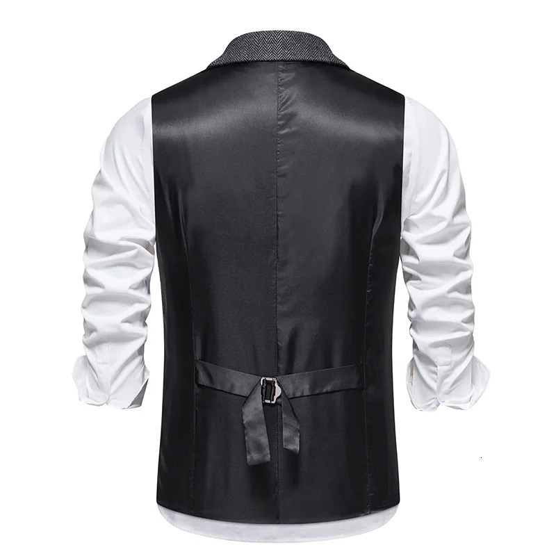 Suit Vest for Men Herringbone Tweed Suit Vest Business Formal Dress Vests Slim Fit Tailored Collar Waistcoat 240615