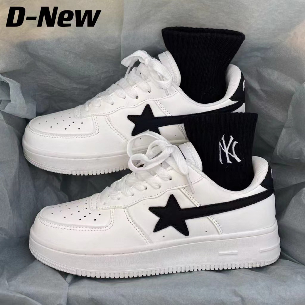 Men Women Star Board Shoes New Hot Sale Vintage White Shoes Thick-soled Athleisure Style Shoes Trendy Red Free shipping