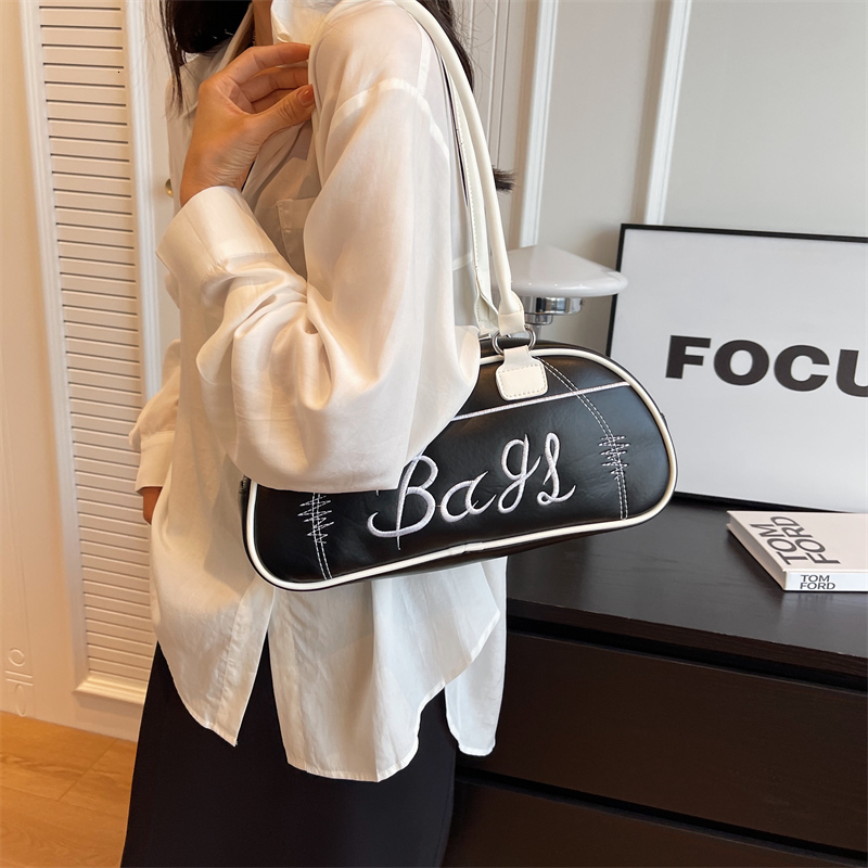 Bowling Shoulder Bags For Women Letter Embroidery Solid Color Long Handle Boston Bag 2023 Designer Handbags H6.25#32 ddmy 0ef6
