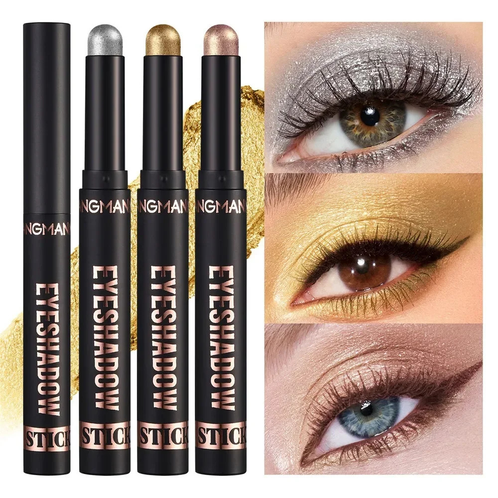 16 Colors Pearlescent Eyeshadow Pencil Waterproof Long Lasting Shimmer Highlighter Eye Shadow Eyeliner Stick Eyes Makeup Tool 240624