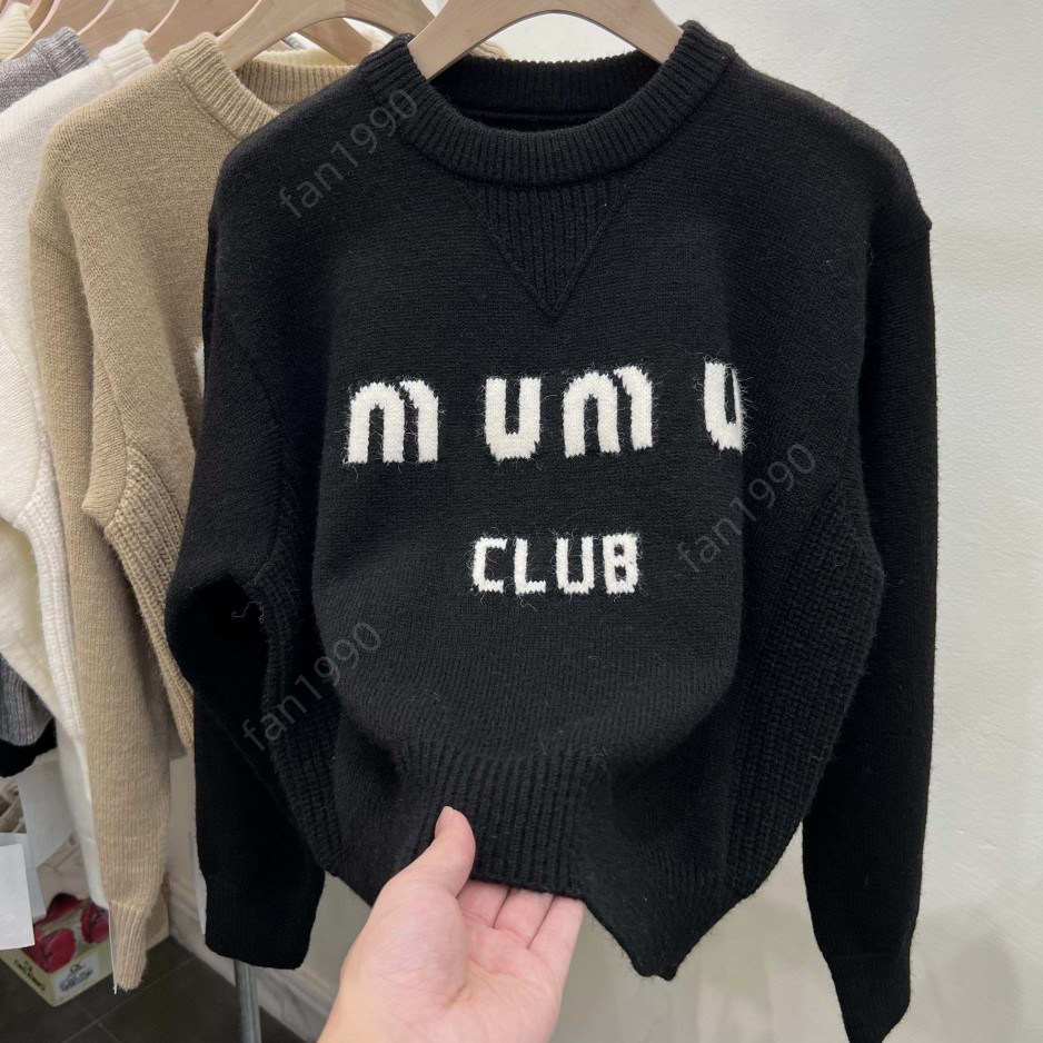 Womens miu Sweaters trendy Designer Clothing letter Graphic Jacquard pattern Fashion Round neck Advanced Luxury brands Sweater Classic pullover clothing