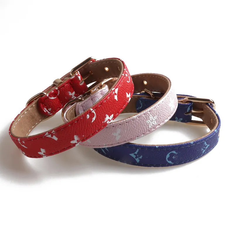 Leather Material Dog Classic Street Stripe Fashion Print Style Pet Durable Schnauzer French Bulldog Collar Set
