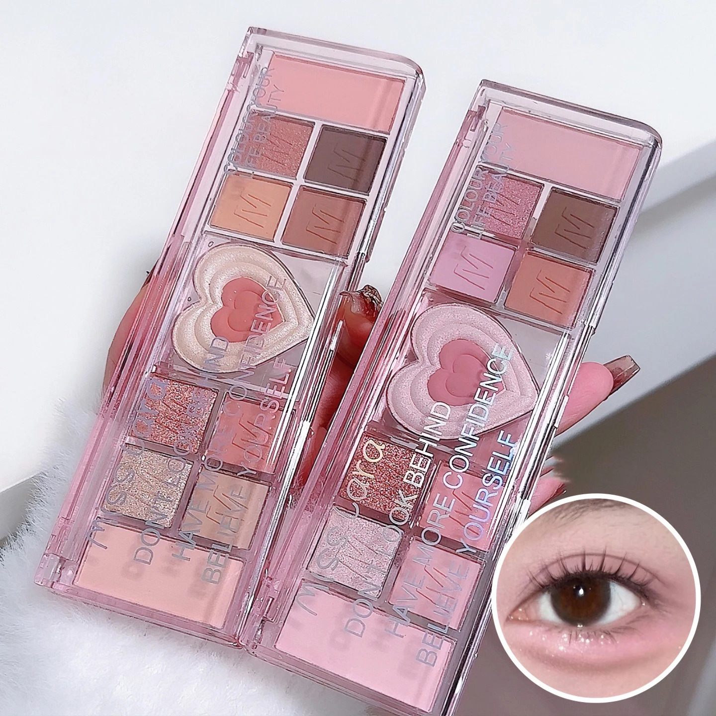 12 Colors Love Heart Eyeshadow Palette Nude Natural Glitter Pink Low Saturation Eye Shadows Pallet Delicate Eye Makeup Cosmetic 240624