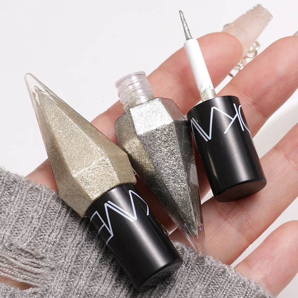 Pearlescent Diamond Silver Liquid Eyeshadow Eyeliner Stick Waterproof Glitter Sequins Rose Gold White Eyeliner Pen Korean Makeup 240624