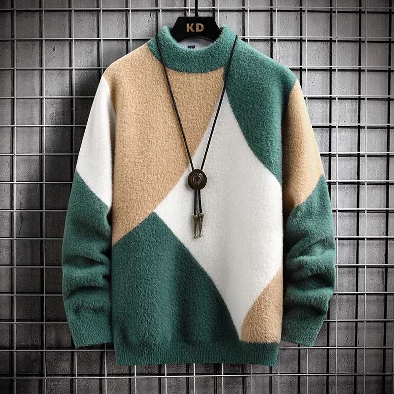 Men's Sweaters Autumn Winter O Neck Kint Pullovers Men Argyle Casaul Sweater Loose Knitted Fashion Strtwear Warm Pullover Sweaters Man Y240622GM7