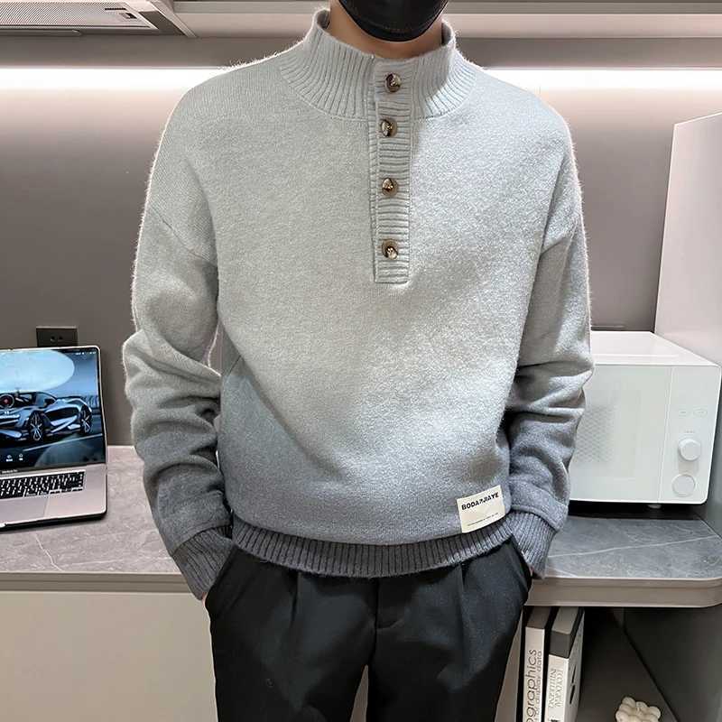 Men's Sweaters Mens High Quality Stylish Knit Sweaters/Male Slim Fit Brand Clothing Pullover Mens Gradient Single-breasted Sweaters 3XL-M Y240622