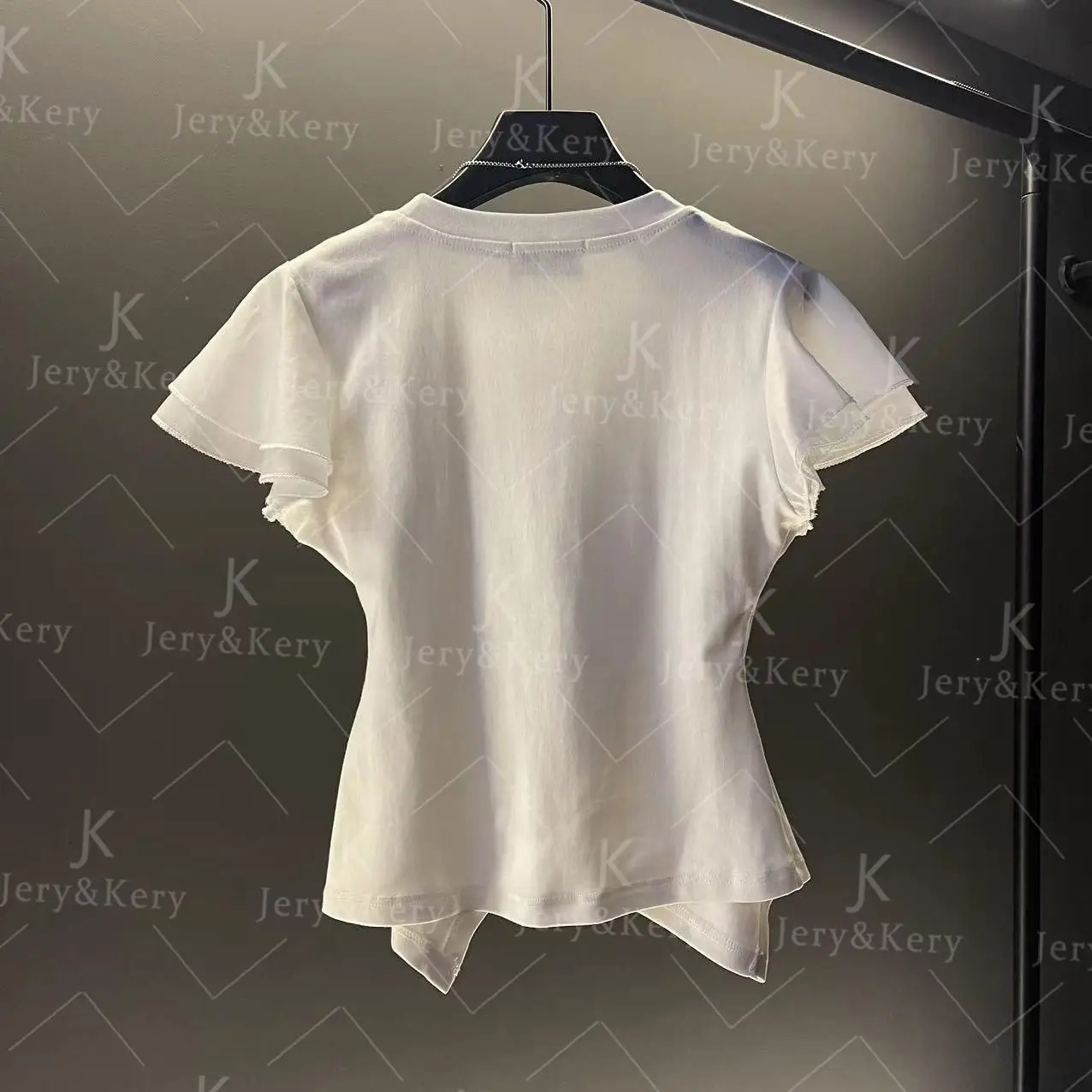 Solid Color Irregular Folded 3D Flower Short Sleeve Tshirt for Women Summer Fashion Versatile Loose White Tshirts Top 240625
