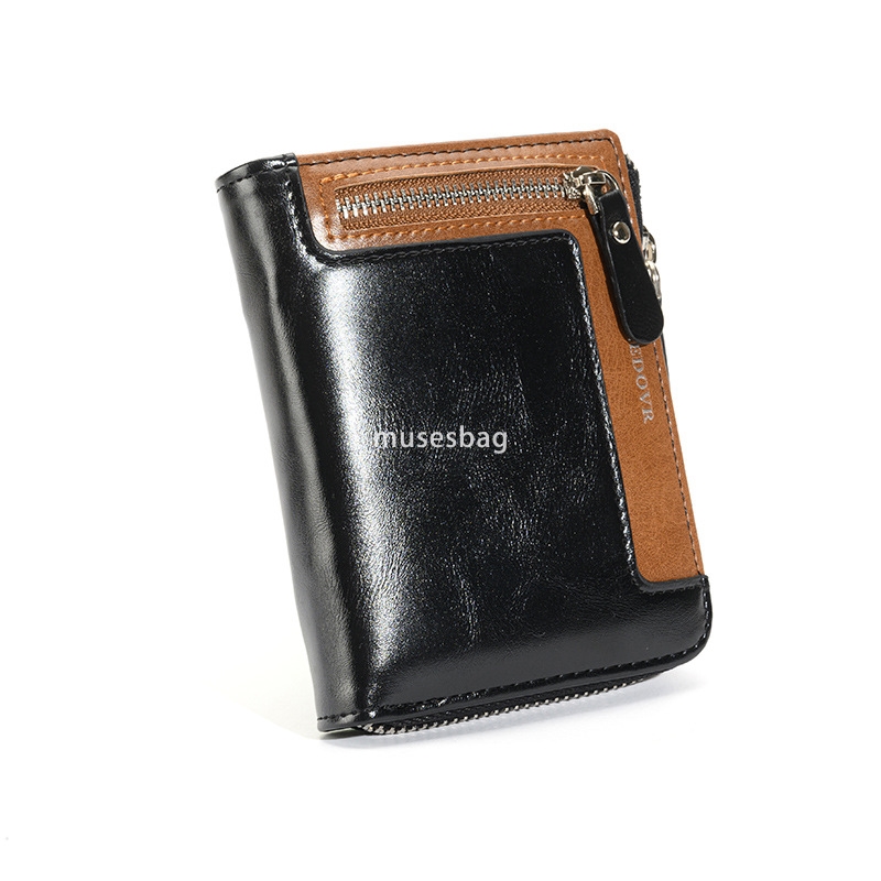 Designer Men's High Quality Classic Retro RFID Anti Theft Brush Wallet Practical Multi functional Short Vertical Zipper Wallet Multi functional Z