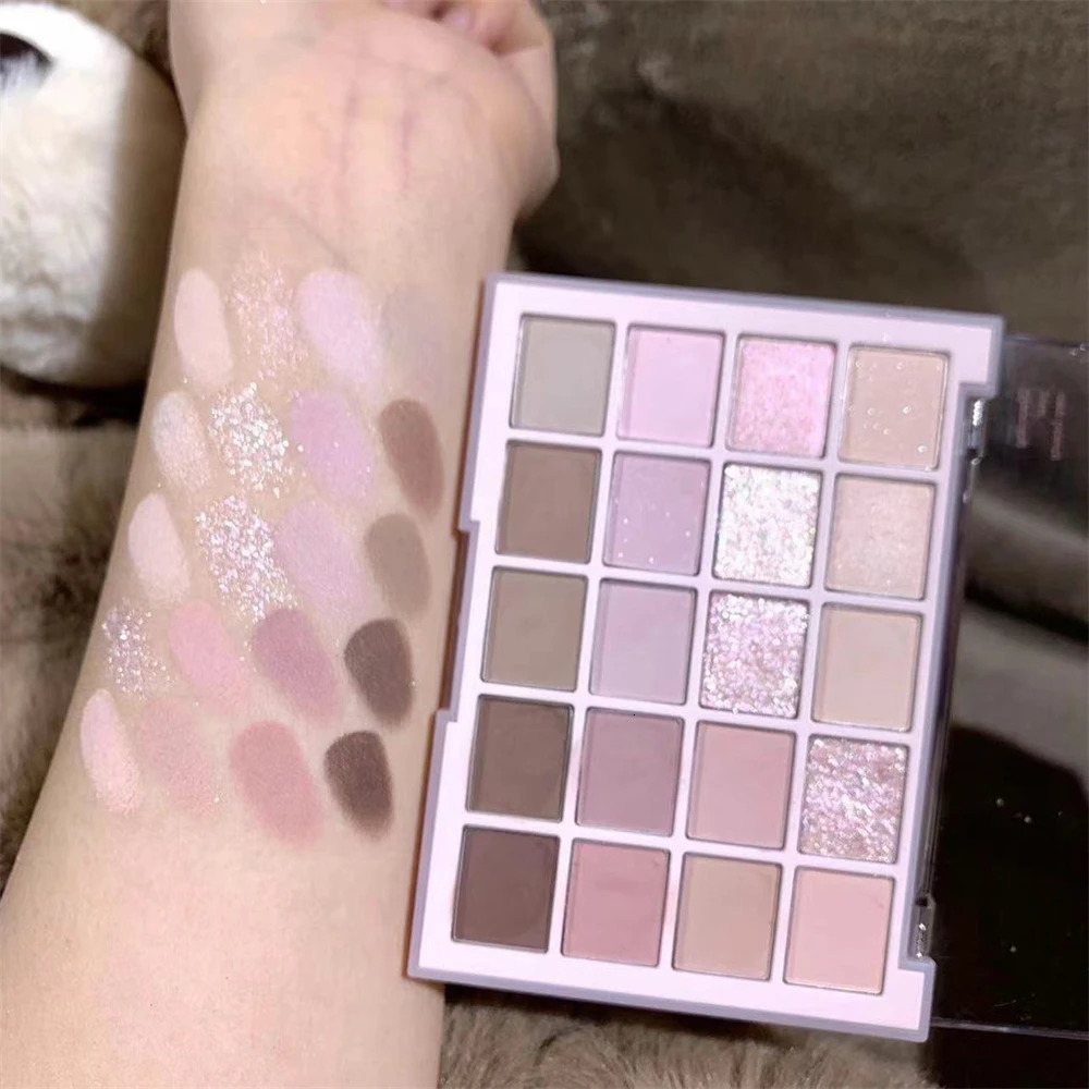 20 Colors Glitter Pink Rose Eye Shadow Palette Low Saturation Nude Matte Korean Makeup Cool and Warm Tone Brown Eyeshadow Makeup 240624