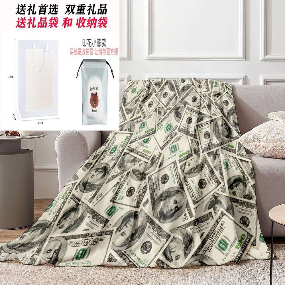 USD dollar Funny Home Gift Air Conditioning Room School Campus Dormitory Office Cover Blanket Flannel quilt high-quality Blanket