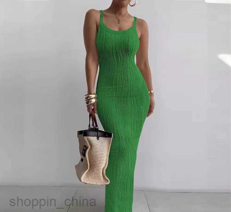 Women Dresses Summer New Fashion Print Round Neck Sleeveless suspender Slim Fit Wrap Hip Dress