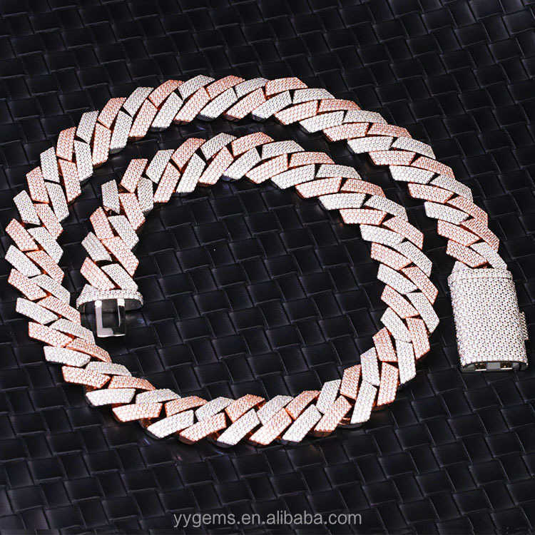 20 mm 4 Rows hiphop dia Cuban k Chain GRA Moissanite sterg sier gold plate Fine jewelry necklaces bracelets