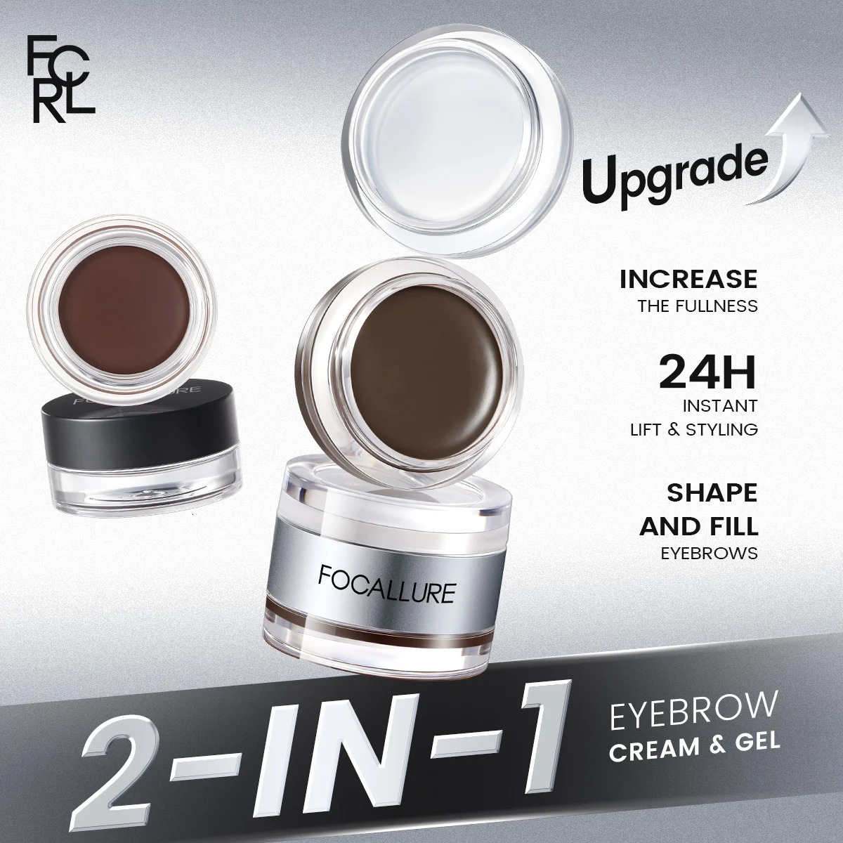 FOCALLURE 2 In 1 Eyebrow Pomade Gel Wax Makeup Waterproof Long Lasting 3 Colors Eyebrow Enhancer Cream Cosmetics With Brush 240625