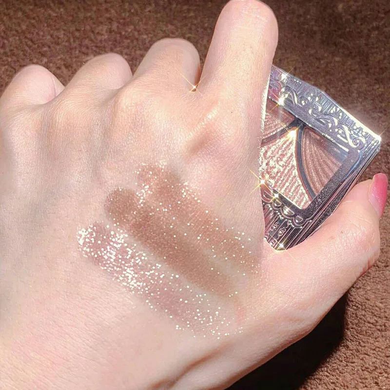 Bow Tie Pink Pearly Eyeshadow Palette Bright Matte 3 Colors Shimmer Crystal Glitter Eyeshadow Waterproof Lasting Pigment Makeup 240624