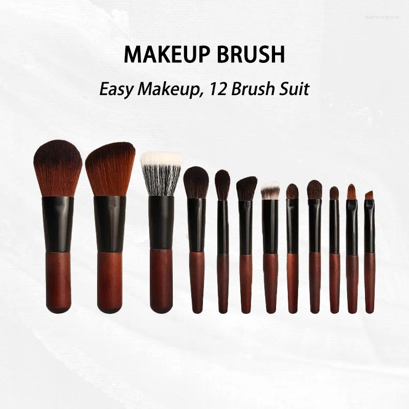 Makeup Brushes 12PCS Mini Portable Brush Set Super Soft Animal Hair Good Powder Sticking Effect Travel