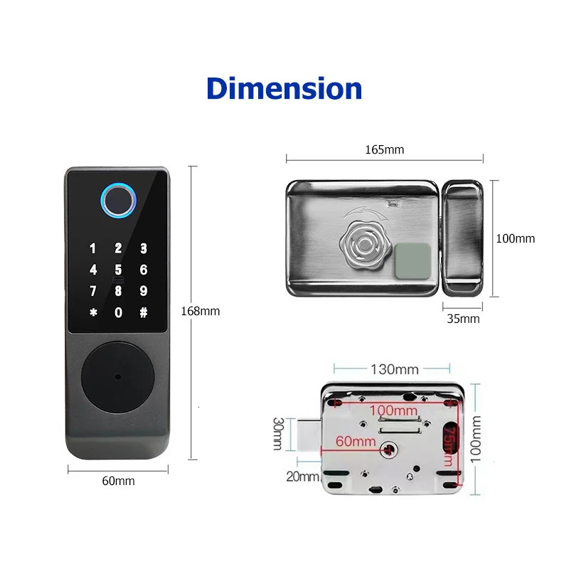 TTLock WIFI Version Built In Fingerprint Waterproof Outdoor Gate Passcode Rfid Card Keyless Smart Door Lock 240603