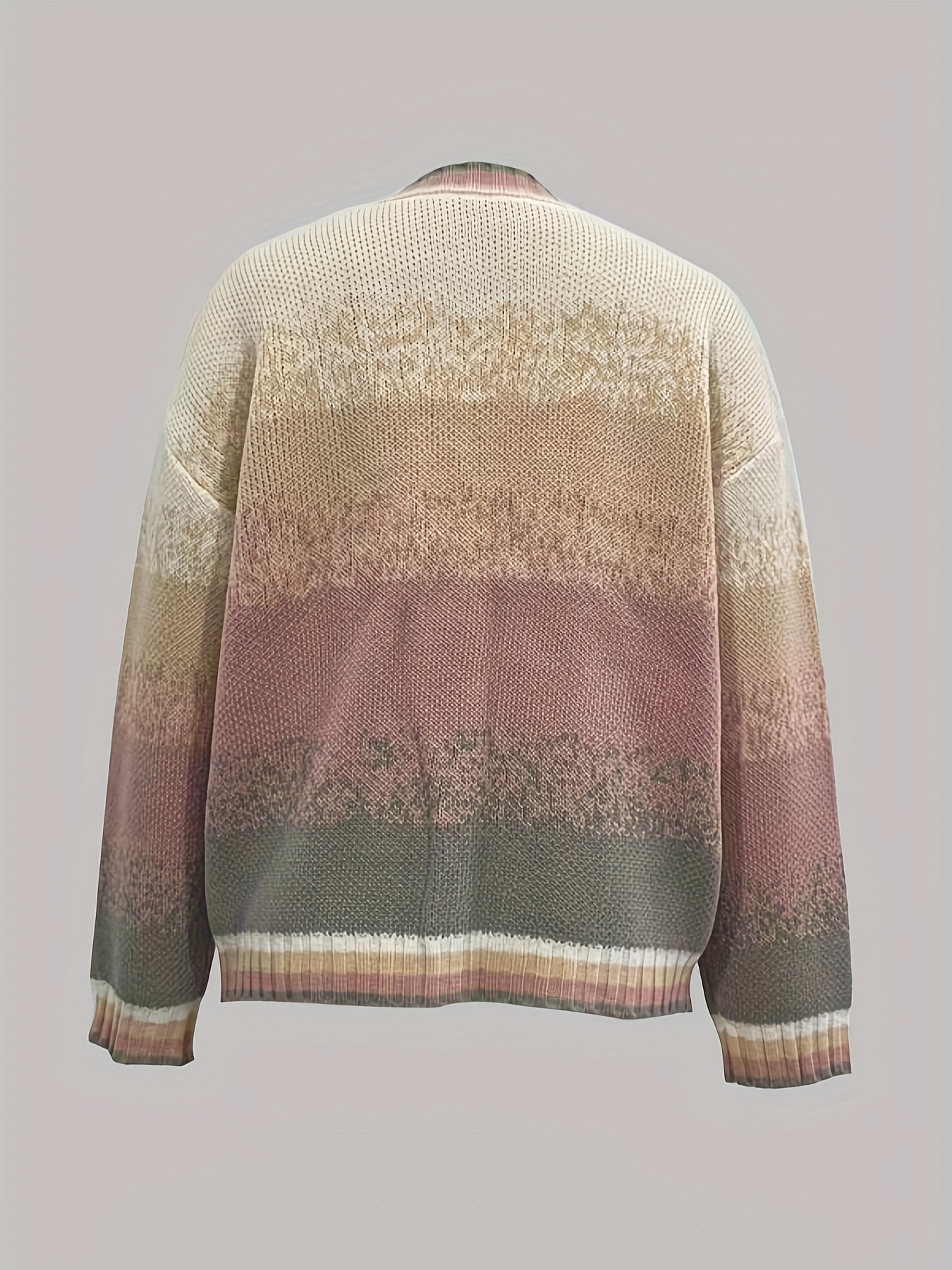 Color Block Button Down Knit Cardigan, Casual Long Sleeve Comfy Sweater, Women's Clothing H6.25#58