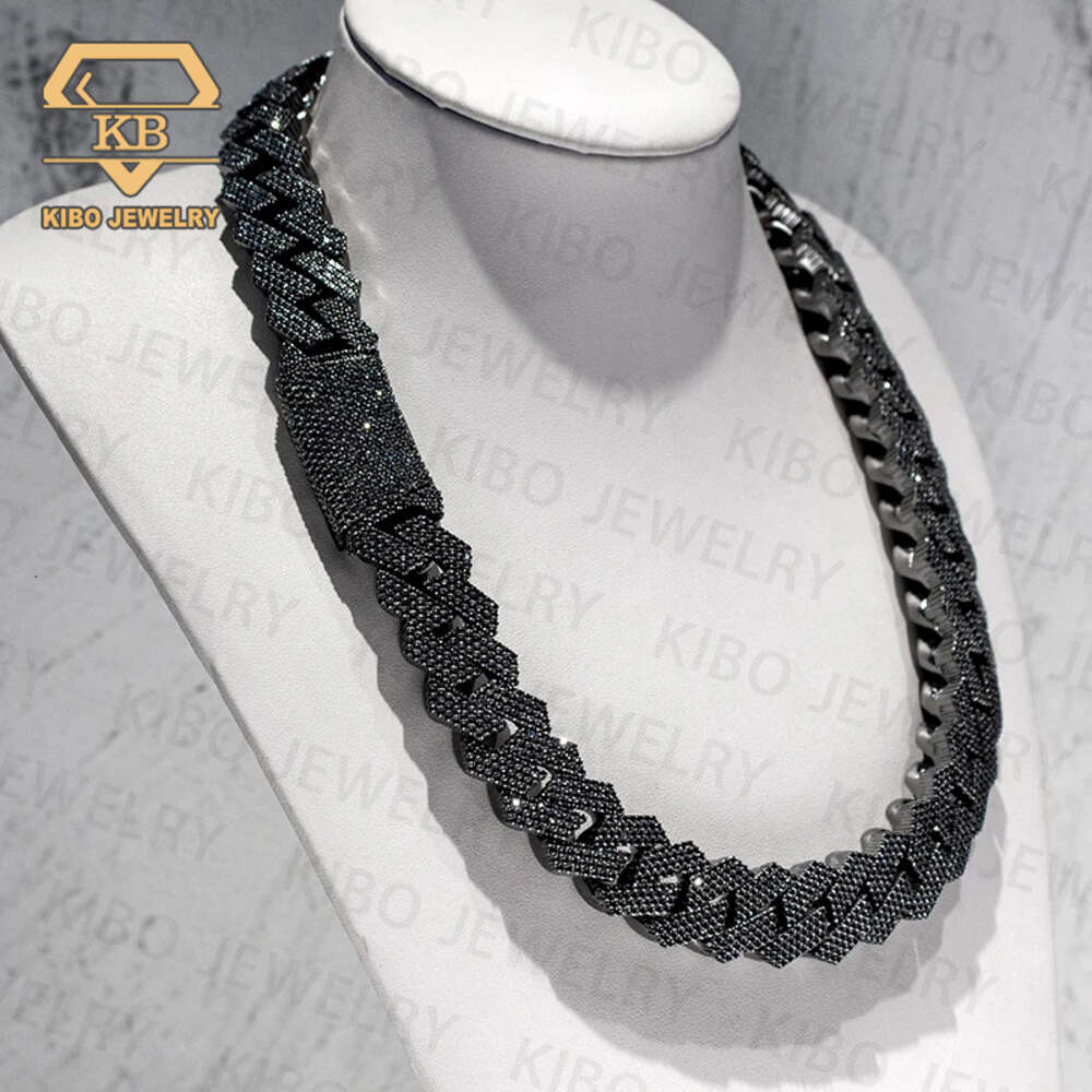 20mm 4 Rows High Quality Sterling Silver Iced Out Prong Setting Vvs Moissanite Diamond Rose Plated Cuban Link Chain