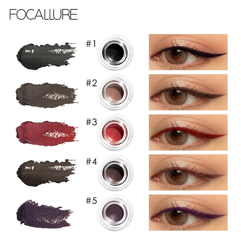 FOCALLURE 5 Color Eyebrow Pomade Eyebrow Eyeliner Gel Waterproof Long-lasting Creamy Texture Tinted Sculpted Brow Gel with Brush 240625