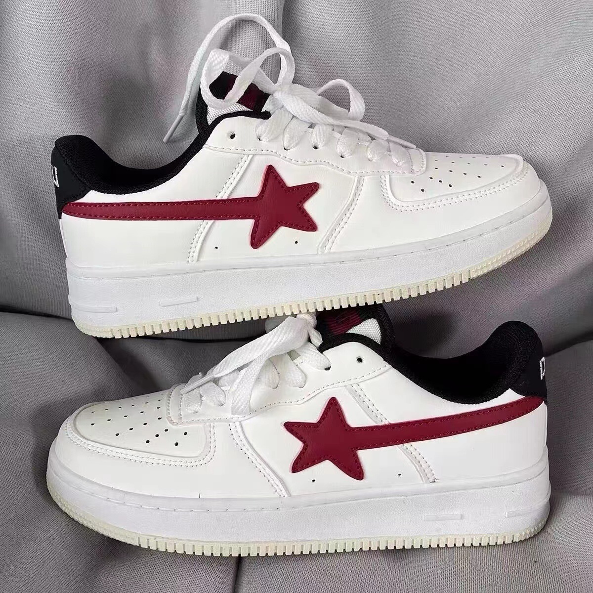 Men Women Star Board Shoes New Hot Sale Vintage White Shoes Thick-soled Athleisure Style Shoes Trendy Red Free shipping