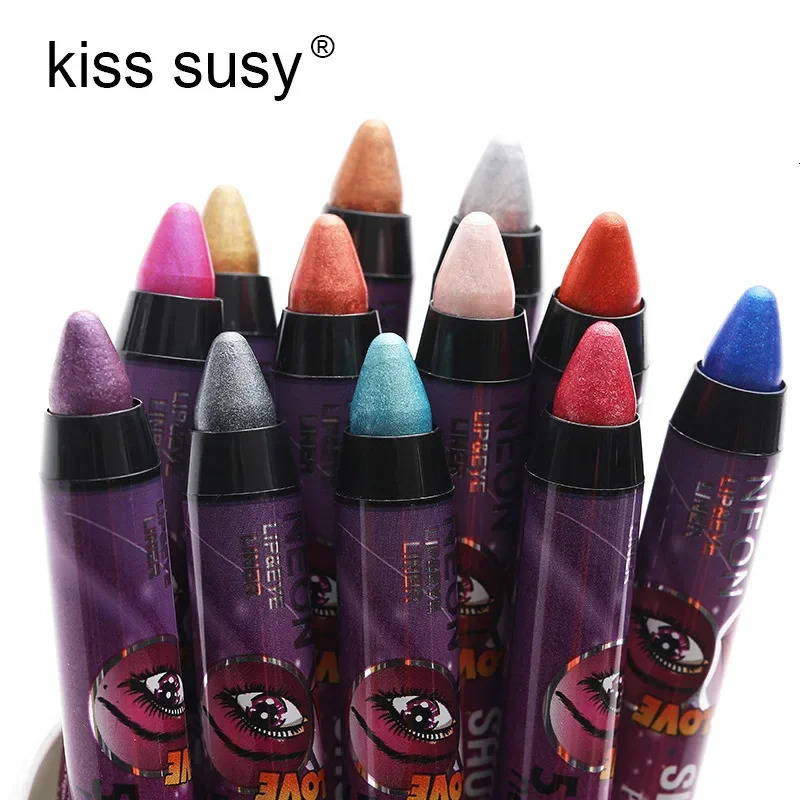 2 In 1 Eye Shadow Lipstick Pen Waterproof Not Smudge Eye Shadow Stick Lip Makeup Pen Glitter Shimmer Long-lasting Eye Shadow Pen 240624