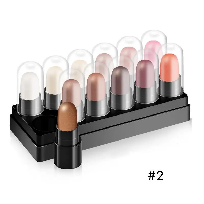 Eyeshadow Pencil Set 12 Colors Waterproof Long Lasting Glitter Shimmer Eye Shadow Pen Highlighter Stick Eyes Makeup Tools 240624