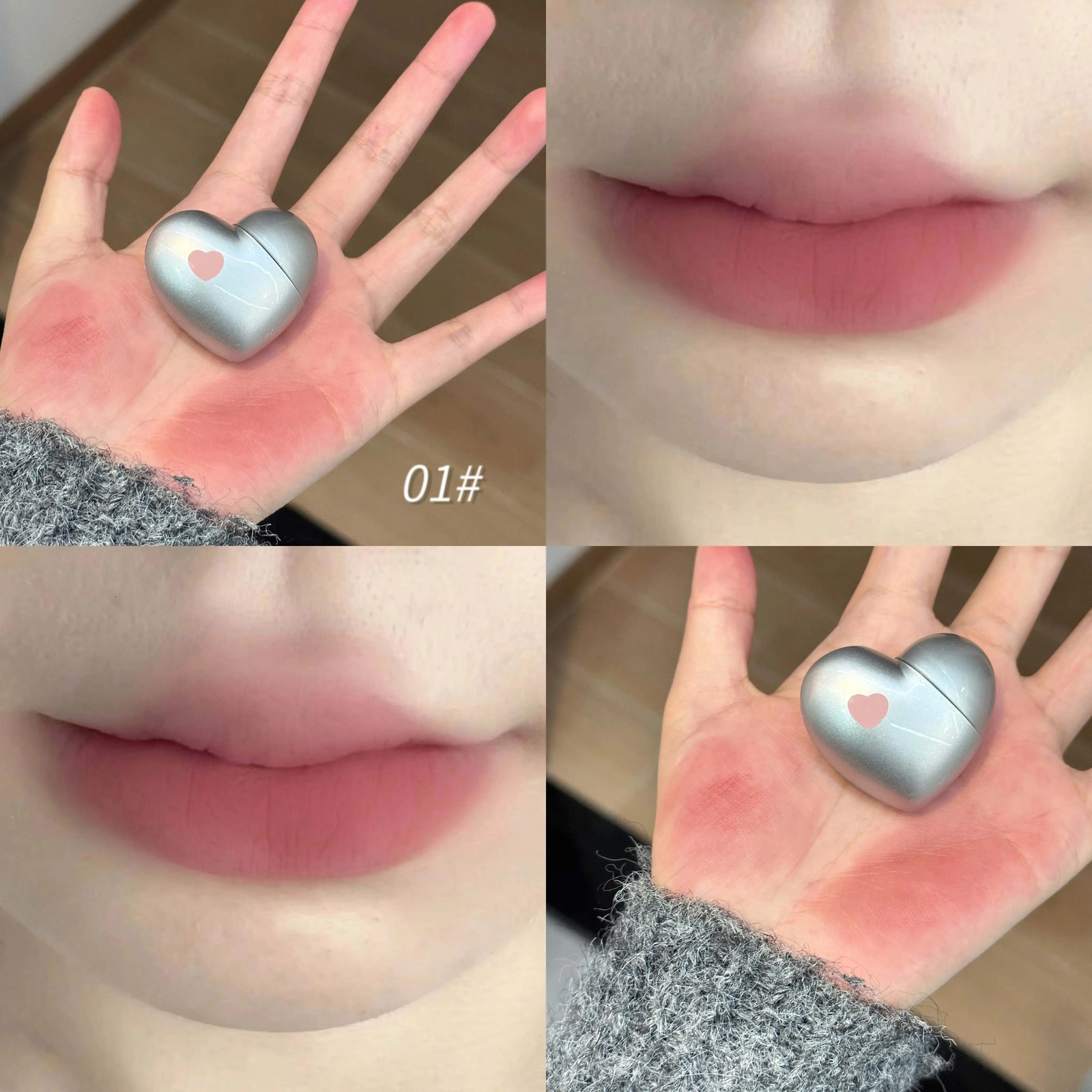 Black Silver Heart Lipstick Velvet Matte Lip Mud Clay Lip Gloss Liquid Lip Tint Cream Pigment Long Lasting Silky Lips Cosmetics 240624