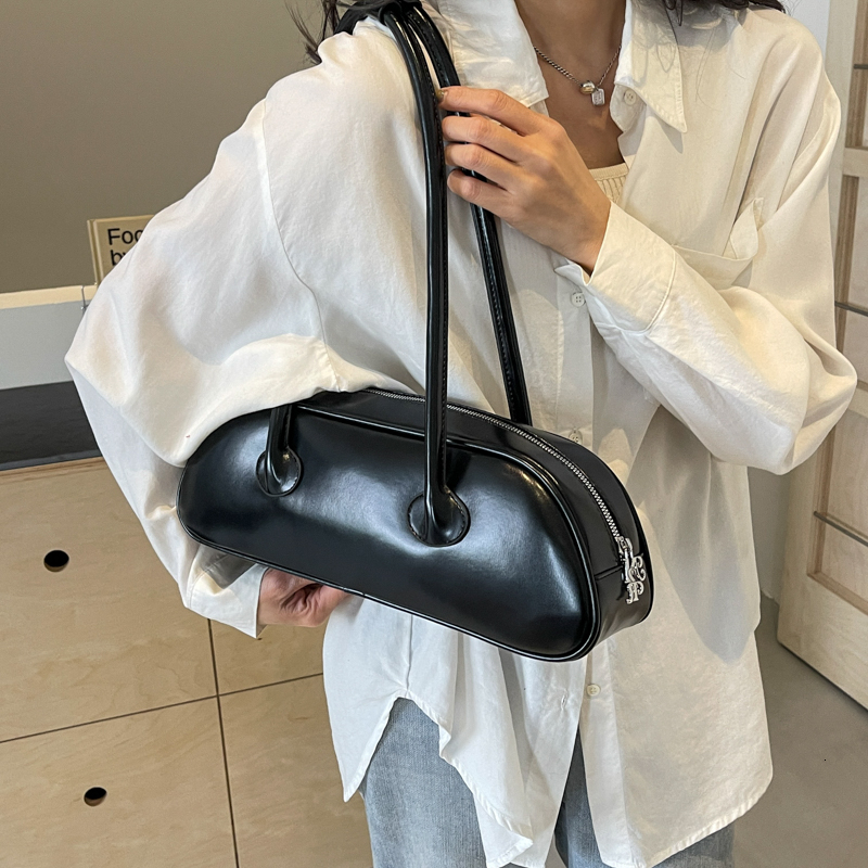 PU Classic Style Baguette Shoulder Bags Zipper Solid Simple Versatile Handbags for Ladies 2024 High Quality Fashion Hot Sale h6.25#32 ddmymoon