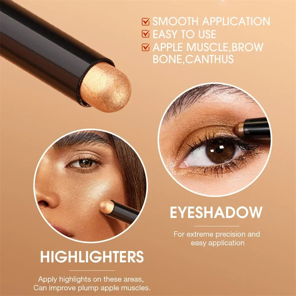 16 Colors Pearlescent Eyeshadow Pencil Waterproof Long Lasting Shimmer Highlighter Eye Shadow Eyeliner Stick Eyes Makeup Tool 240624