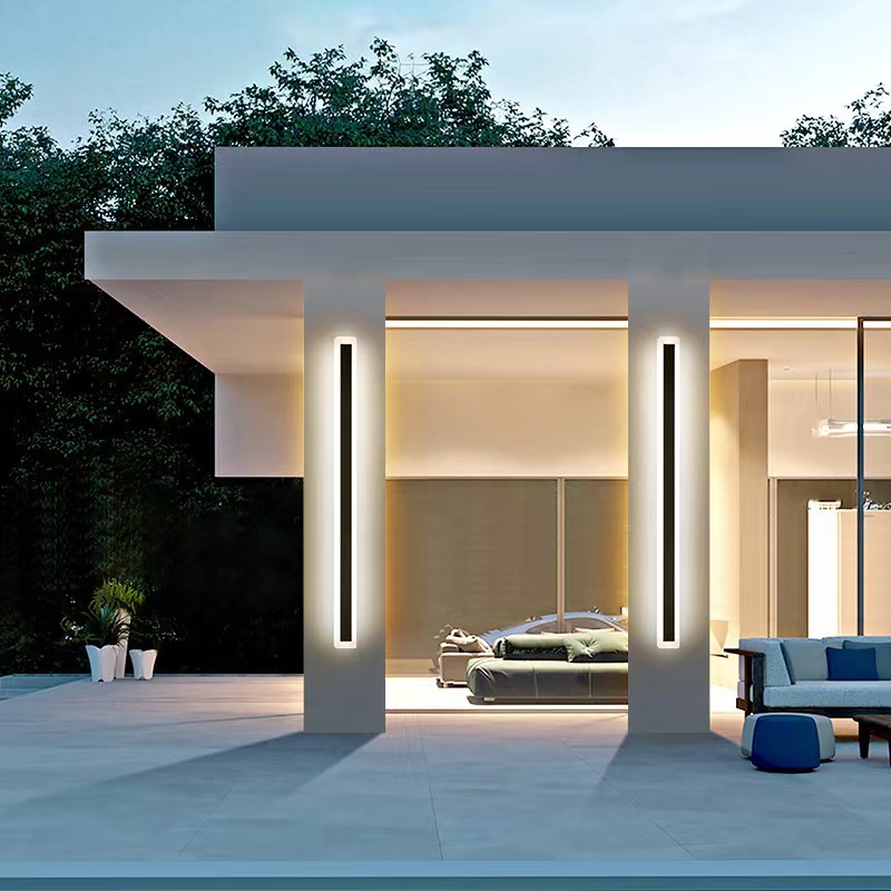 Modern IP65 Waterproof outdoor Long Strip LED wall lamp villa courtyard Wall Light Garden porch Sconce Light garage Luminaire