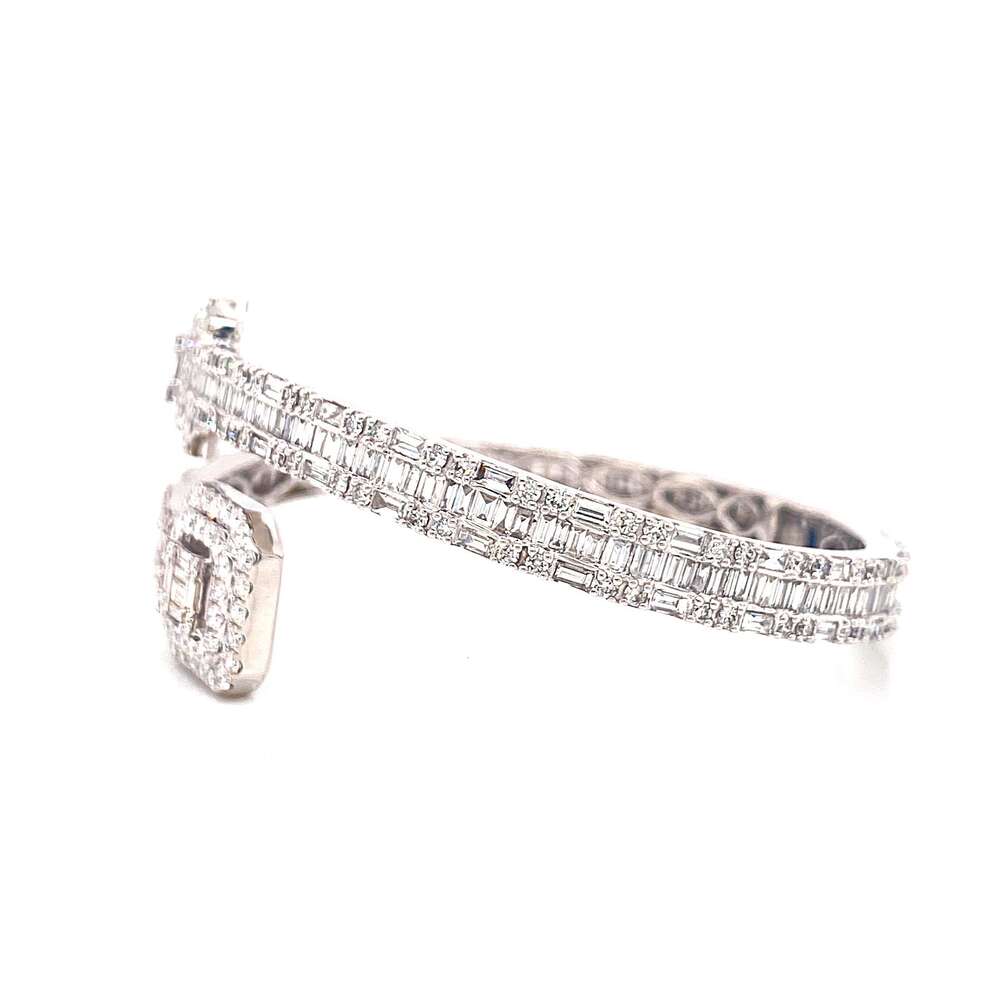 Hip Hop Sterg Sier Rose Gold Plated Iced Out Split Vvs Moissanite Bracelet Dia Baguette Bangle
