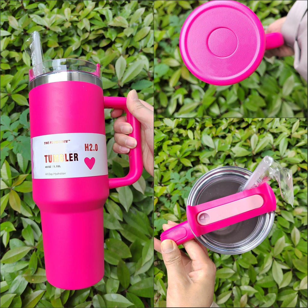 US Stock 40 OZ Valentine's Day Cups Blue Magnolia Lilac Floral Stainless Steel Tumblers with handle Lid And Straw 14oz Mini Kids Heart Travel Car