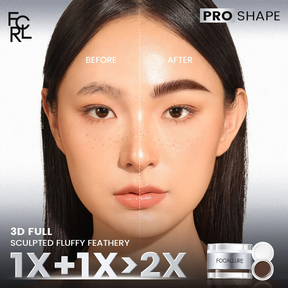 FOCALLURE 2 In 1 Eyebrow Pomade Gel Wax Makeup Waterproof Long Lasting 3 Colors Eyebrow Enhancer Cream Cosmetics With Brush 240625
