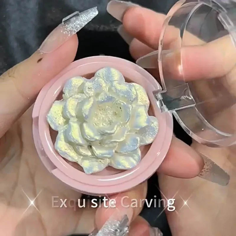 Exquisite Carving 3D Rose Highlighter Palette Cosmetic Face Contour Bronzer Shimmer Relief High Gloss Highlight Bright Makeup 240624