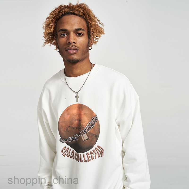 Men's Hoodies Sweatshirts Men's clothing spring style personalized blockade planet sweater letter casual round neck loose men sweater