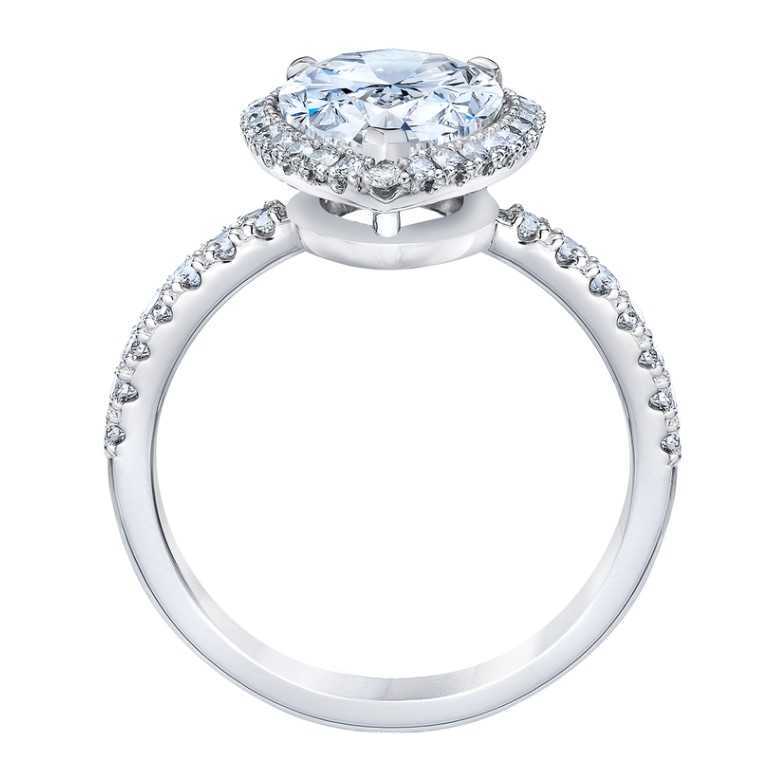 Platinum 3.46ctw Pear and Round Brilliant Cut Moissanite Diamond Ring