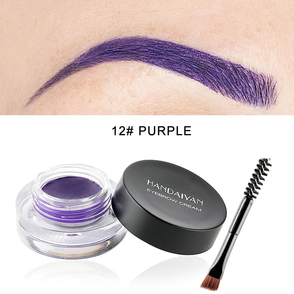 HANDAIYAN Colorful Eyebrow Tint Pomade Gel Enhancer Cosmetics Eye Brow Cream With Brush Kit Red Purple Grey Color 240625
