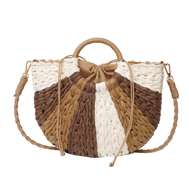 2024 Handmade Bags for Women Weaving Ladies Straw Wrapped Beach Bag Moon Shaped Top Handle Handbags H6.21#37 ddmy 2a9a