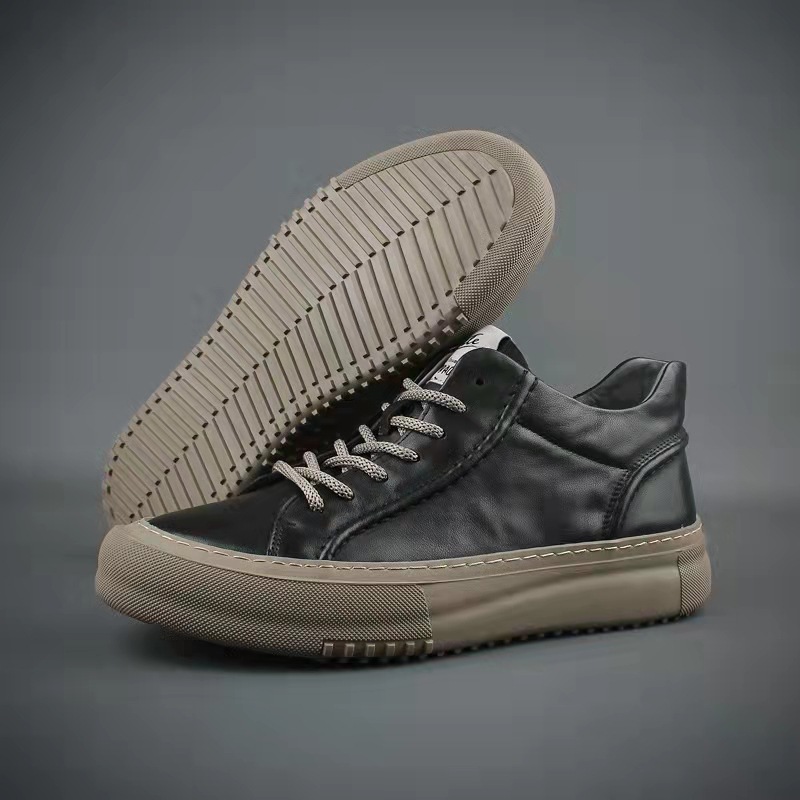 Cowhide Fall Ddmysports Casual Board Shoes Men S Fashion Leather Sneakers Black Outdoor Shoes neakers