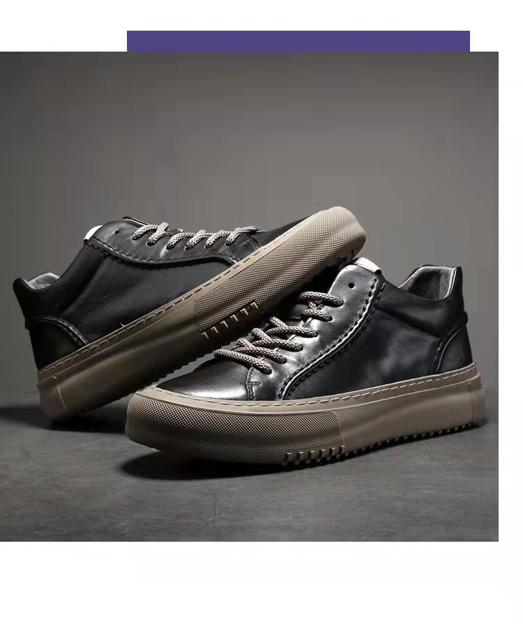 Cowhide Fall Ddmysports Casual Board Shoes Men S Fashion Leather Sneakers Black Outdoor Shoes neakers