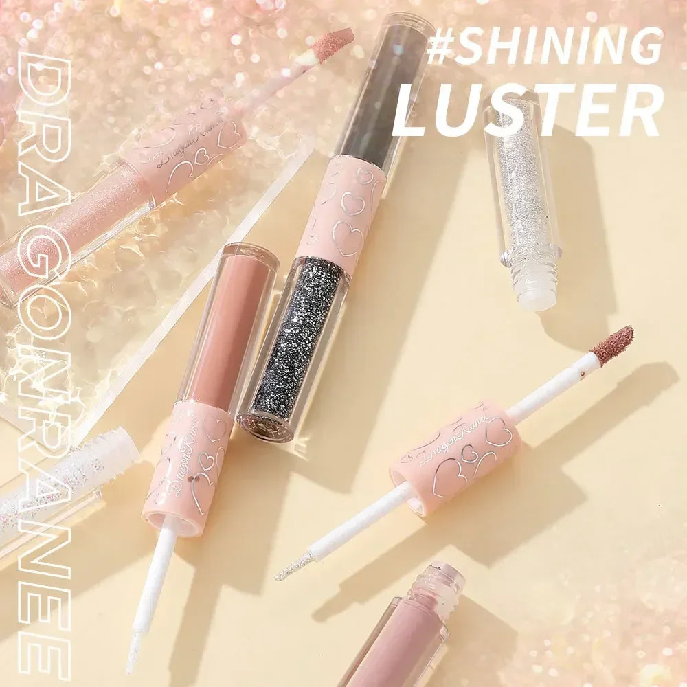 Matte Liquid Eyeshadow Shimmer Glitter Brighten Fine Glitter Low Saturation Double-headed Monochrome Nude Eyeshadow Beauty Tools 240624